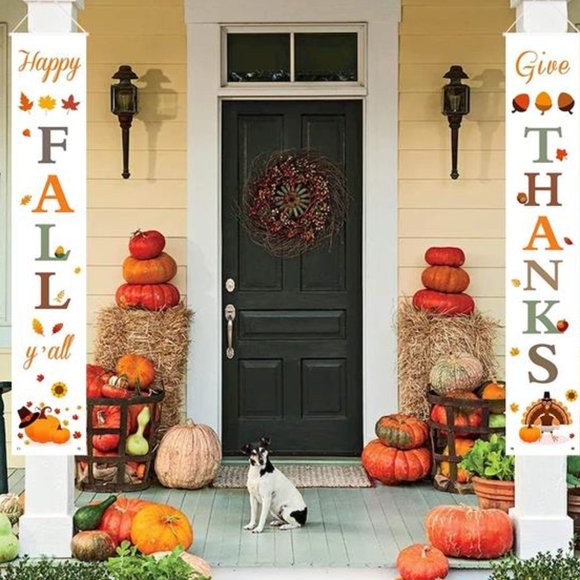 Thanksgiving Signs Banners Front Door Decorations Fall Decor Outdoor Porch Set - Picture 3 of 7
